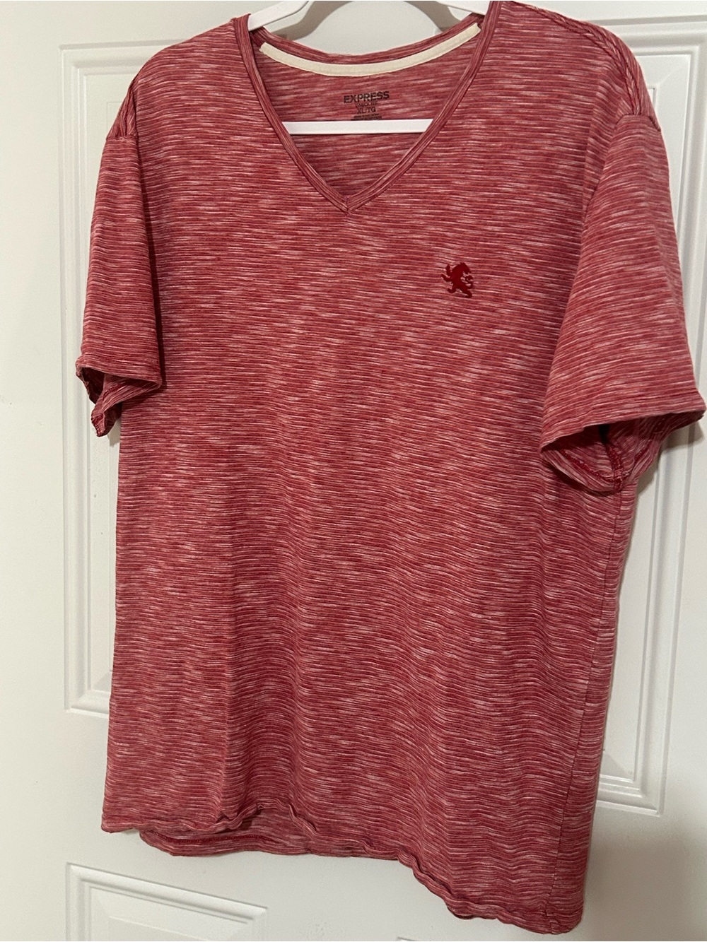 Express Men's Heather Red V-Neck Short Sleeve Tee